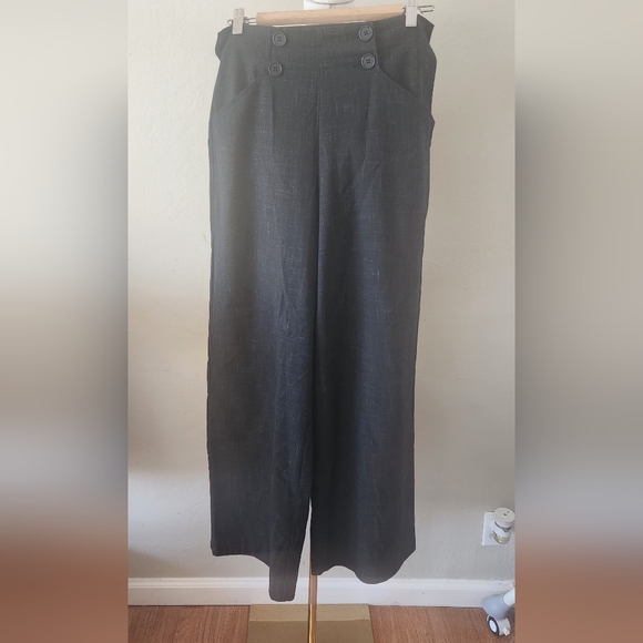 MAX STUDIO LONDON Charcoal Wide Leg Pants Size 8 - Picture 7 of 8